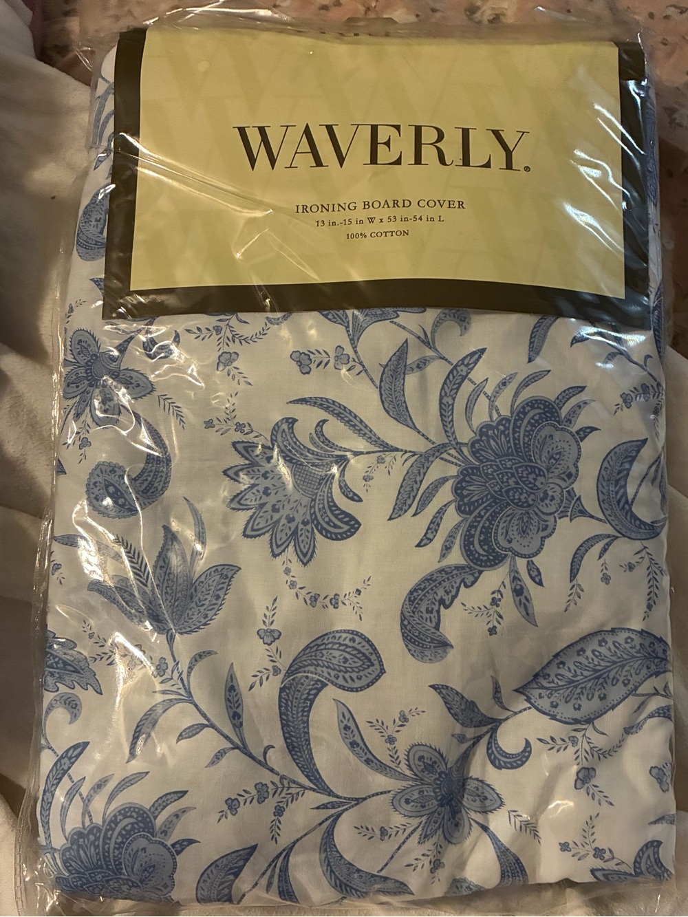 Waverly Blue Floral Cotton Ironing Board Cover - NWT